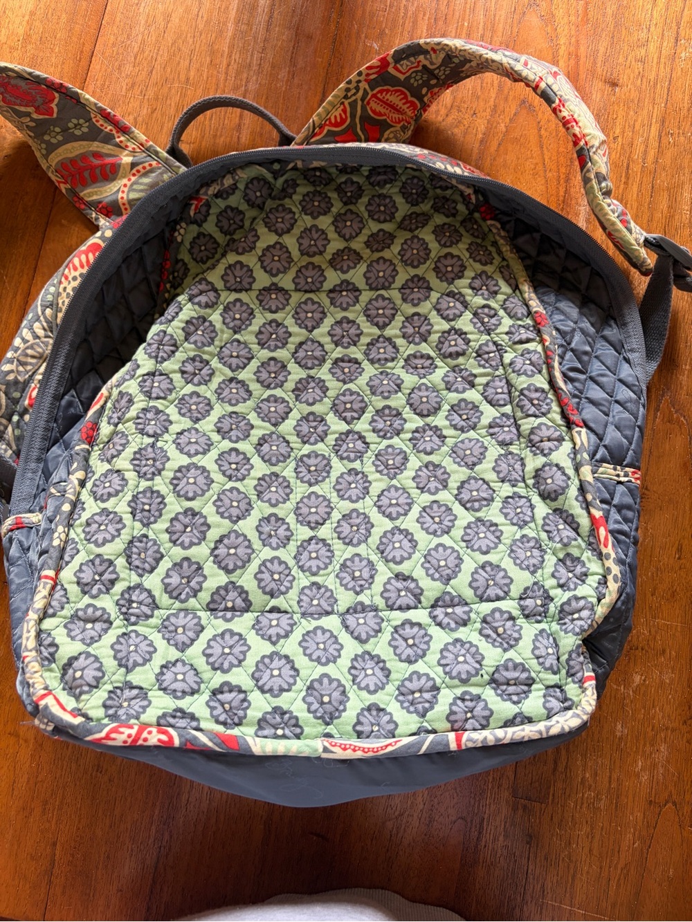 Vera Bradley Quilted Floral Backpack - Navy, Red & Mint - Picture 5 of 7